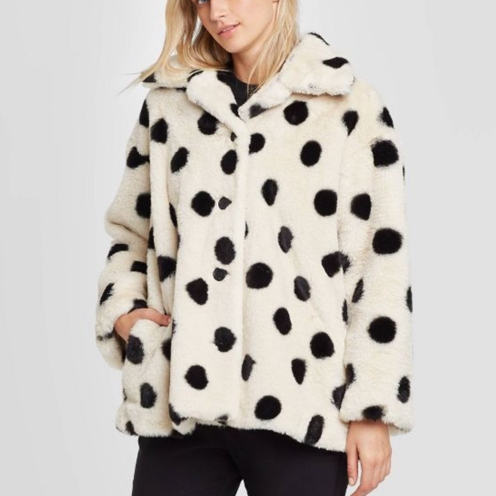 Target Who What Wear Polka Dot Fur Jacket